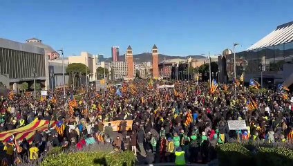 Xiulada a l'avinguda de la Reina Maria Cristina contra Sánchez i Macron