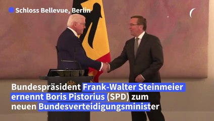 Скачать видео: Steinmeier ernennt Pistorius zum neuen Verteidigungsminister