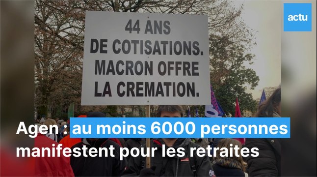 Manifestation pour la grève contre la réforme des retraites à Agen (Lot-et-Garonne)
