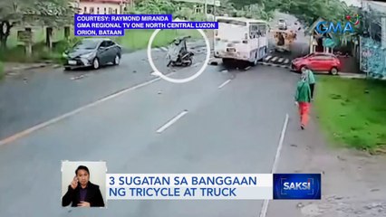 3 sugatan sa banggaan ng tricycle at truck | Saksi