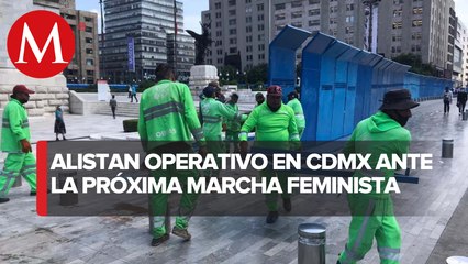 Realizan operativo por instalación de vallas previo a marcha feminista