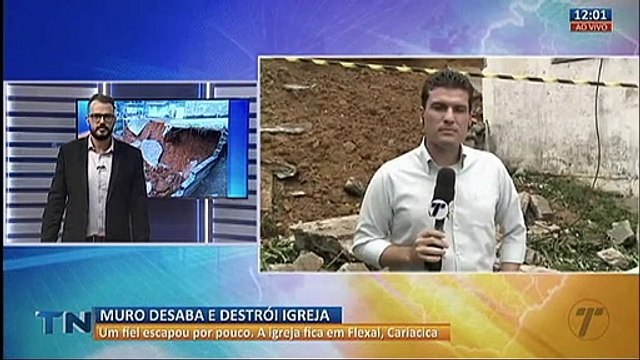 Muro desaba e destrói igreja na Grande Vitória