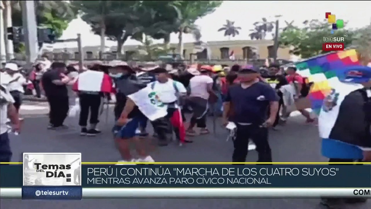 Perú: Paro cívico nacional continúa a la par de la "Marcha de los Cuatro Suyos"