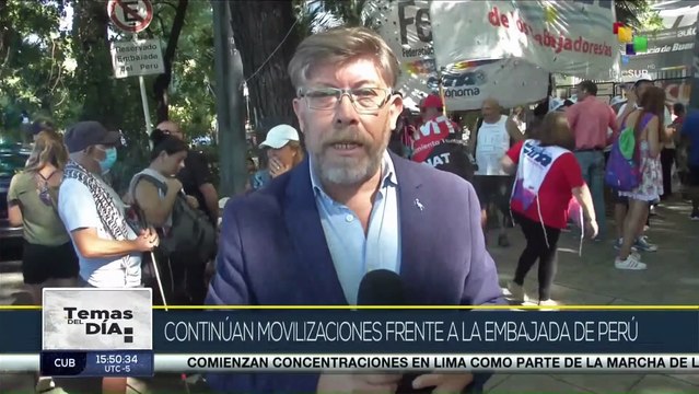 Argentina: Trabajadores sindicales se movilizan en Buenos Aires para exigir paz para Perú