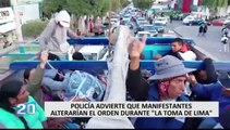 Toma de Lima: PNP advierte que manifestantes se dirigirían a Miraflores, San Isidro, Surco y San Borja