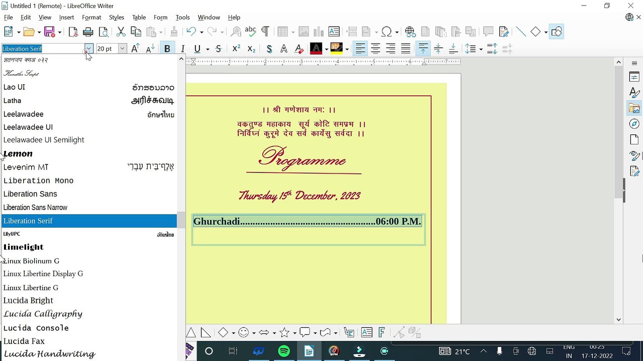Haw to make libreoffice to Weding sadi card Weding sadi card 