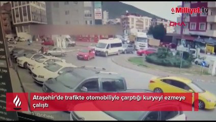 Ataşehir'de trafikte otomobiliyle çarptığı kuryeyi ezmeye çalıştı