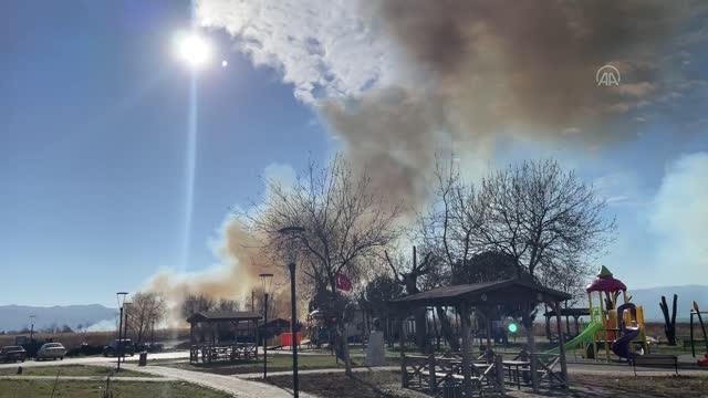 İznik Gölü kıyısındaki sazlık alanda yangın çıktı