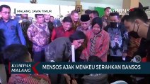Mensos Risma Ajak Menkeu Sri Mulyani Serahkan Bansos di Malang