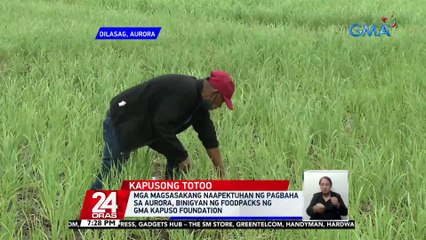 Tải video: Mga magsasakang naapektuhan ng pagbaha sa Aurora, binigyan ng foodpacks ng GMA Kapuso Foundation | 24 Oras