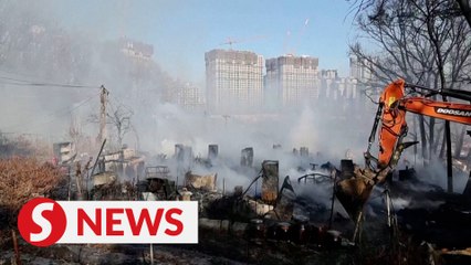 Fire victims of shanty Seoul village: It’s chaotic