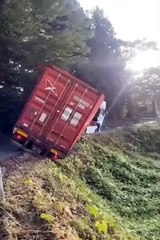 The moment when the TIR, which did not fit on the road, rolled into the tea garden