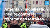 Dans la manif contre la réforme des retraites, jeudi 19 janvier 2023, à Argentan