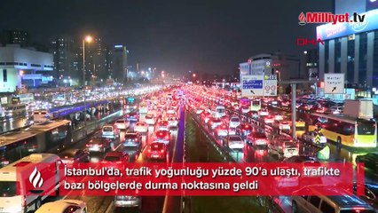 İstanbul'da trafik yoğunluğu! Yağmurla birlikte yüzde 90'a ulaştı