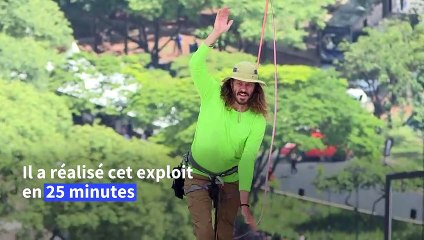 Brésil: le highliner Rafael Bridi au-dessus des gratte-ciels de Sao Paulo