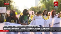 Activistas marchan en CdMx para exigir salida de Guardia Nacional del Metro