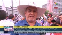 Peruanos continúan movilizados contra el gobierno en segunda jornada de Marcha de los Cuatro Suyos