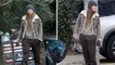 Jennifer Lopez goes VERY casual in a fleece-lined coat and a beanie as she spotted filming reshoots.