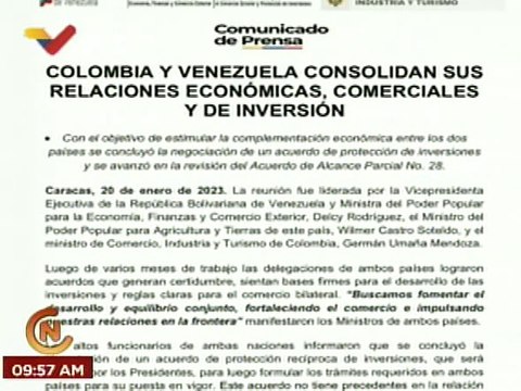 Comunicado | Colombia y Venezuela consolidan sus relaciones económicas, comerciales y de inversión