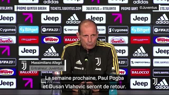 Juventus - Allegri : La semaine prochaine, Pogba et Vlahovic seront de retour