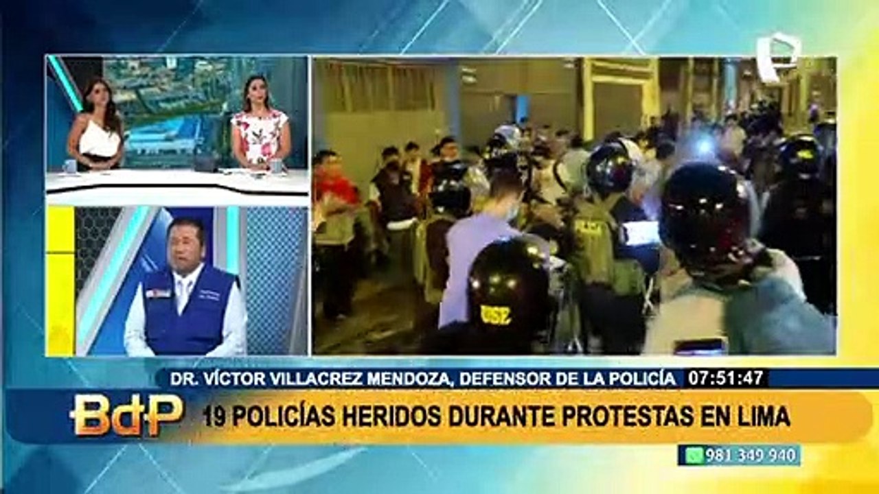 "19 policías heridos están internados tras protesta en Lima", afirma defensor de la PNP