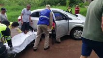 Carro e ônibus colidem em Cascavel; mulher ficou ferida
