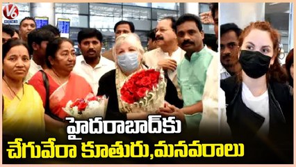 Che Guevara Daughter Aleida And Grand Daughter Estefania Reached Shamshabad Airport _ V6 News