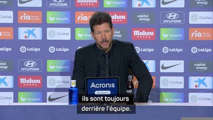 18e j. - Simeone ravi d'avoir des fans toujours présents “que la situation soit bonne ou mauvaise”