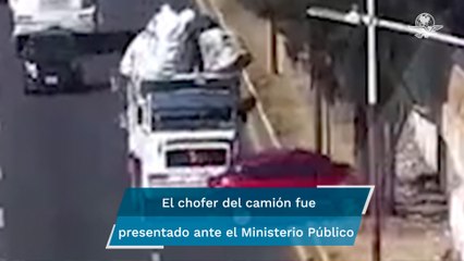 Trabajadores de camión de basura salen volando tras choque con auto en Edomex