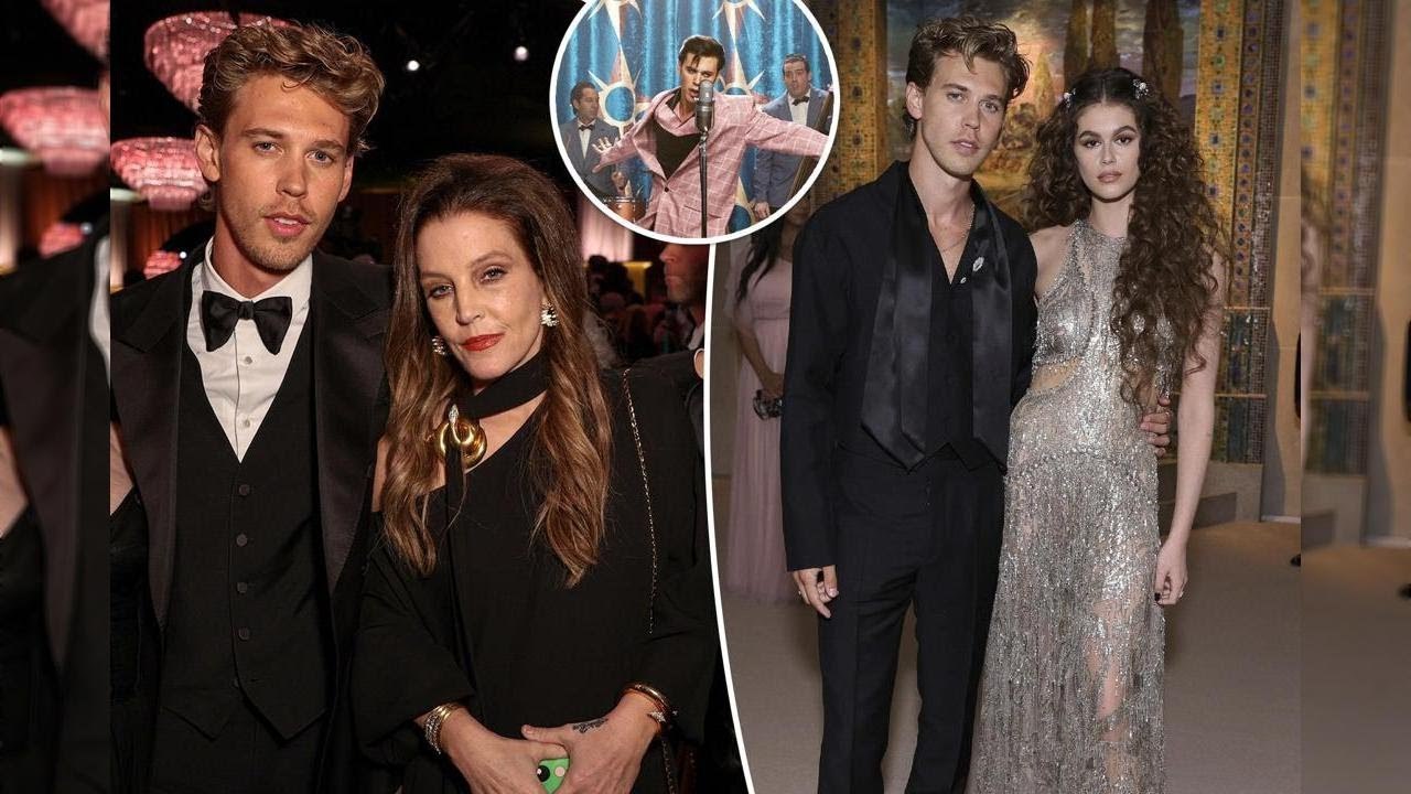 Austin Butler, who played Elvis, goes to Lisa Marie Presley's memorial service with Kaia Gerber.