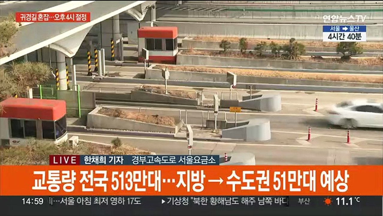 귀경길 정체 본격 시작…오후 4시 혼잡 극심