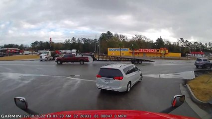 Dashcam Captures Crash in Front of Truck Stop