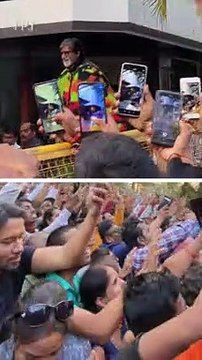 Amitabh Bachchan greets fans with folded hands outside his Mumbai residence