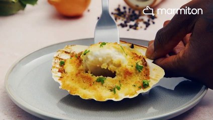 C’est parti pour la dégustation de succulents coquilles Saint-Jacques gratinées, un régal !