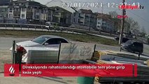 Direksiyonda rahatsızlandığı otomobille ters yöne girip kaza yaptı