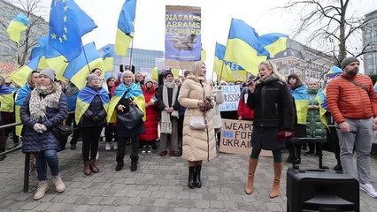 Belçika'da Ukrayna ile dayanışma gösterisi