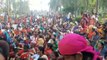 Anganwadi workers reached to protest with small children