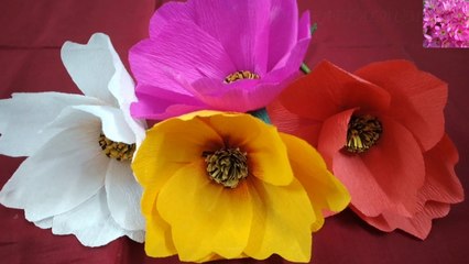 How to make Cosmos flower with crepe paper | Crepe paper flower making | কাগজের কসমস ফুল তৈরী