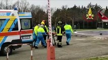 Arezzo - Biker ferito trasportato in elicottero all'ospedale San Donato (23.01.23)