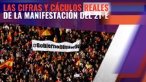 Si multiplicamos la superficie ocupada por la manifestación y calculamos 4 personas por metro cuadrado nos sale el medio millón que dicen los manifestantes