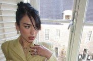 Dua Lipa Wore a Single-Buttoned Tweed Jacket with Nothing Underneath