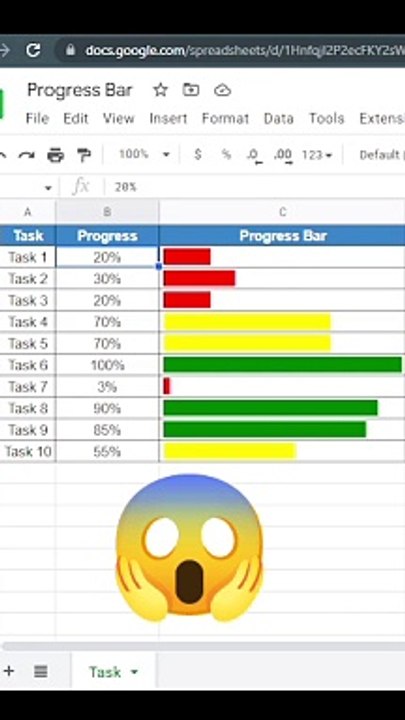 How to add progress bar in cell using Google sheet
