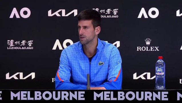 Open d'Australie 2023 - Novak Djokovic : I think Stefanos Tsitsipas has never played a final, am I wrong ? That's right. That's right. Sorry, my bad (smiling)