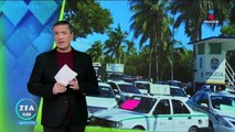 Taxistas bloquean la zona hotelera de Quintana Roo en protesta por la entrada de Uber al estado