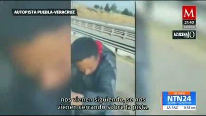 Asalto frustrado: delincuente queda colgado de un camión y su víctima lo graba