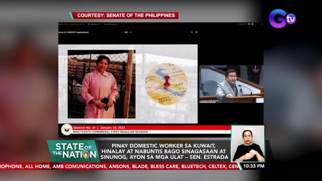 Pinay domestic worker sa Kuwait, hinalay at nabuntis bago sinagasaan at sinunog, ayon sa mga ulat — Sen. Estrada | SONA