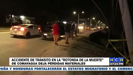 Accidente en la "Rotonda de la Muerte" deja pérdidas materiales en Comayagua