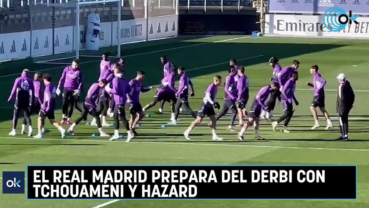 El Real Madrid prepara del derbi con Tchouamén...