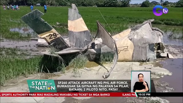 SF260 attack aircraft ng PHL Air Force, bumagsak sa gitna ng palayan sa Pilar, Bataan; 2 piloto nito, patay | SONA