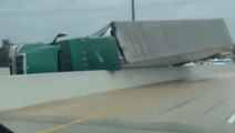 Texas: Lorry left overturned and roads flooded as powerful tornado rips through state